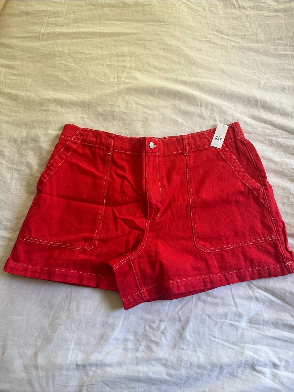 GAP High-Waist Red Patch-Pocket Shorts